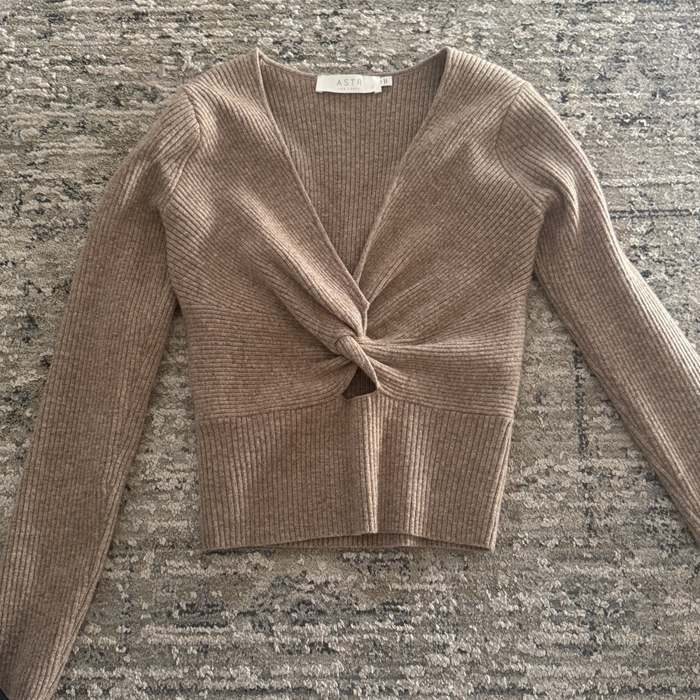 Astr Tan Twist-Front Sweater - Picture 2 of 3
